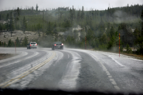 hail storm in Yellowstone National Park